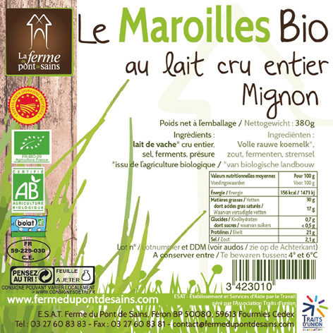 Maroilles mignon - bio - 380g (Ferme Pont de Sains)